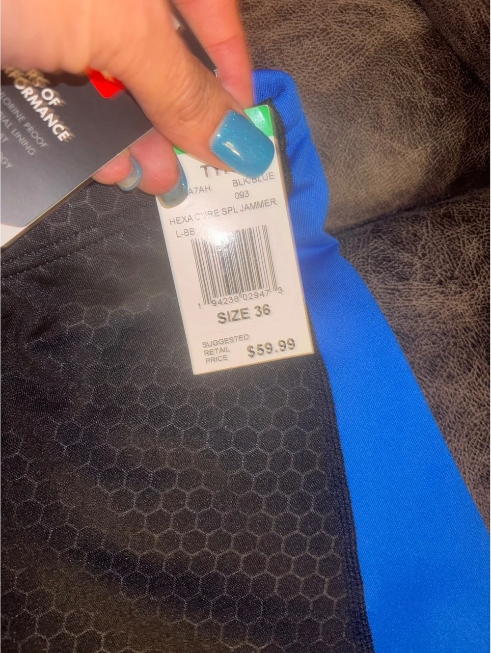 NWT TYR Hexa Curve Durafast Elite Jammer Swim Shorts Size 36 Black Blue